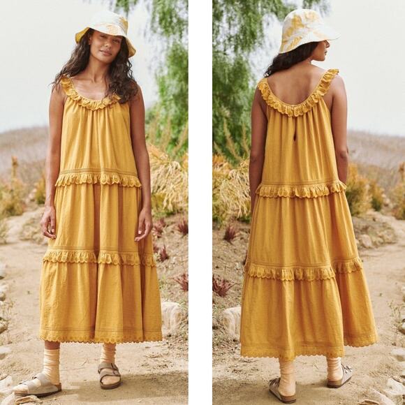 The Great Eyelet Magnolia Cotton Maxi Dress Small Yellow NEW - Picture 9 of 9